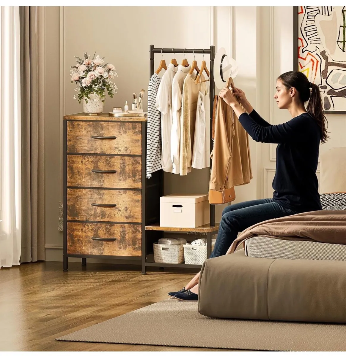 3 in 1 Chest of Drawers Bedroom, Including 4 Fabri - Image 2
