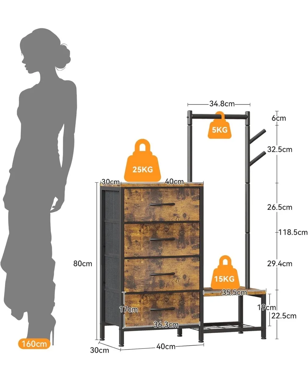 3 in 1 Chest of Drawers Bedroom, Including 4 Fabri - Image 3