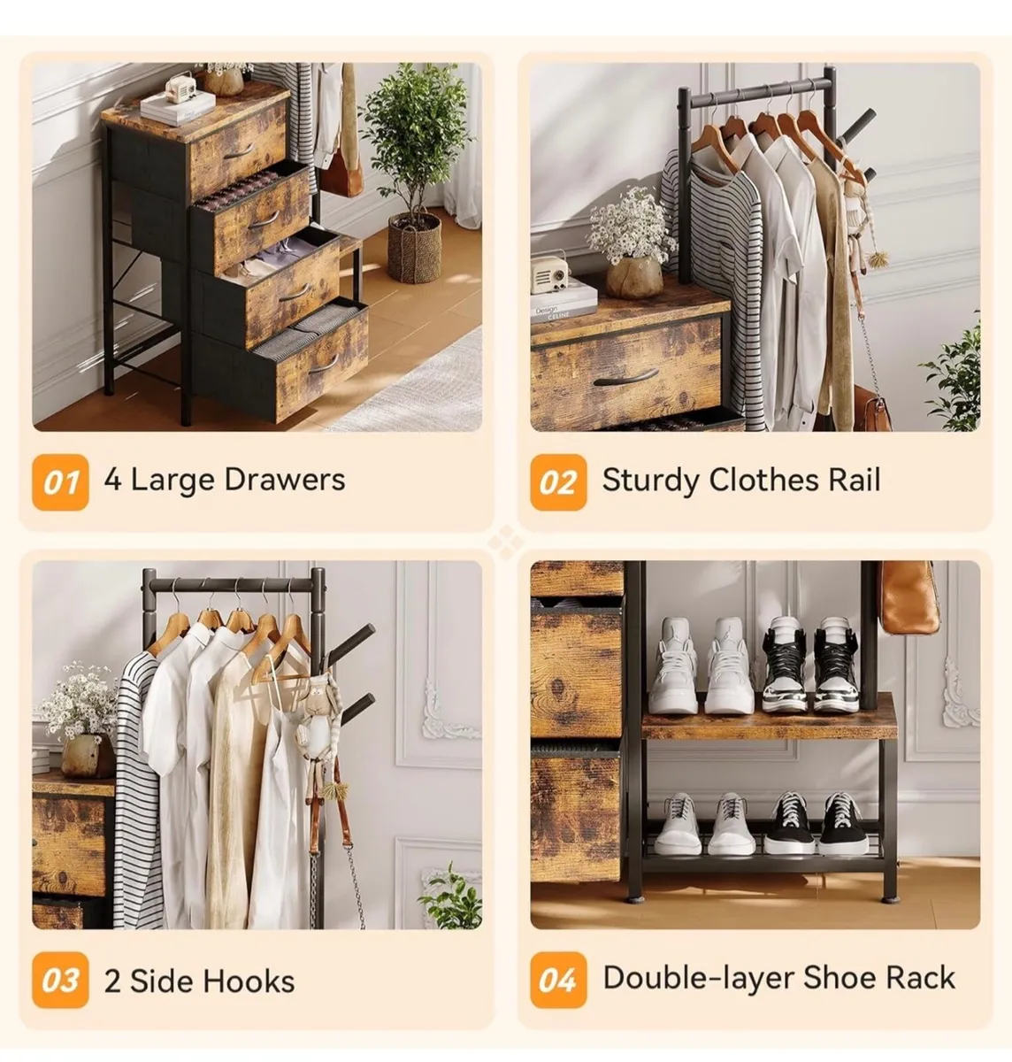 3 in 1 Chest of Drawers Bedroom, Including 4 Fabri - Image 4