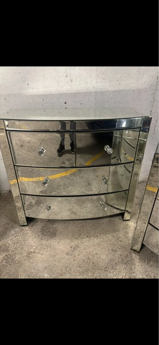 Bow Fronted Mirrored Glass Chest - Image 1