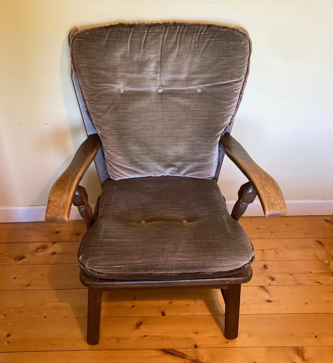 Vintage Upholstered Wooden Armchair - Image 1
