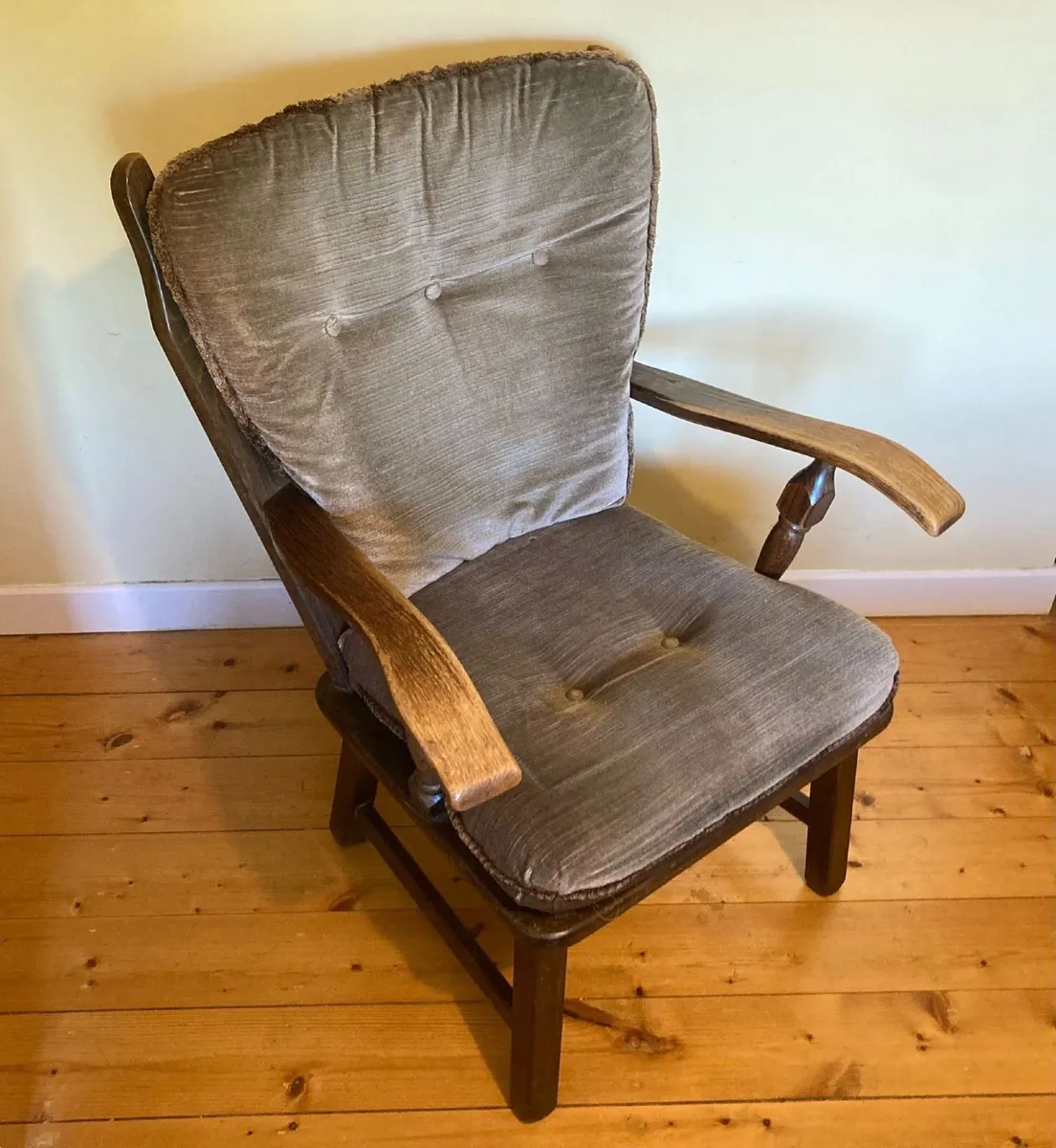 Vintage Upholstered Wooden Armchair - Image 2
