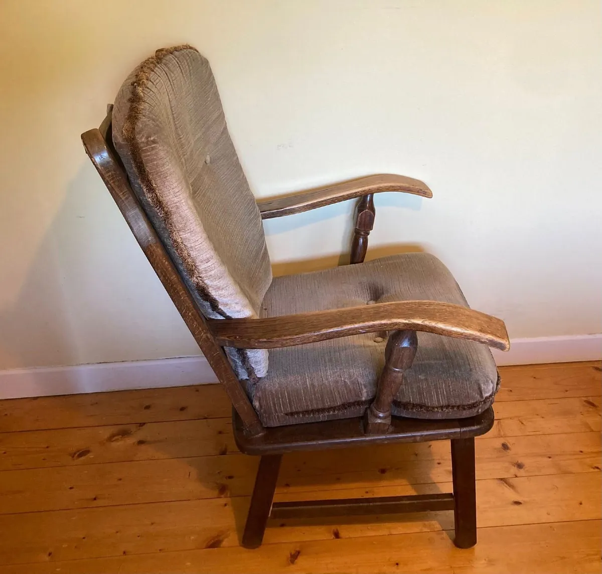 Vintage Upholstered Wooden Armchair - Image 3