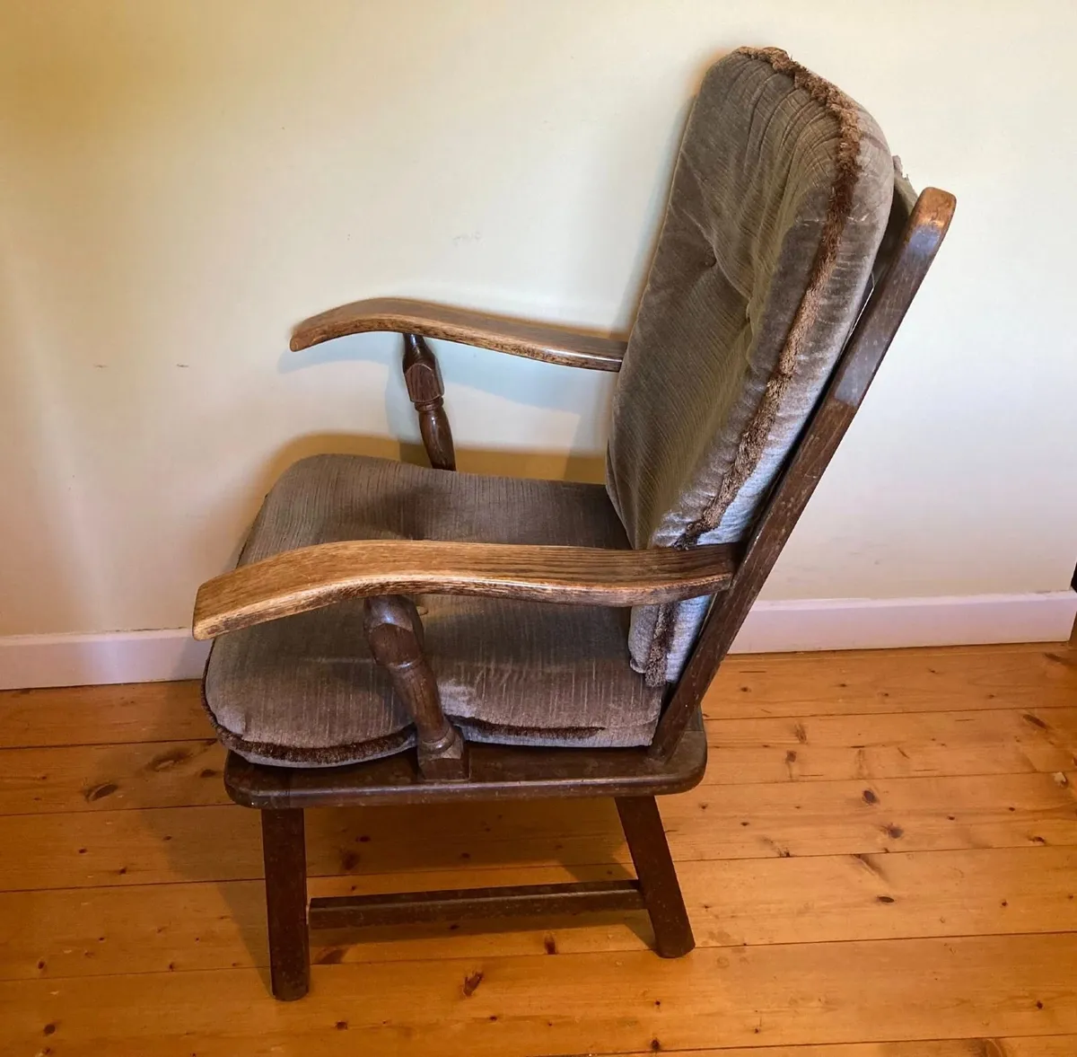 Vintage Upholstered Wooden Armchair - Image 4