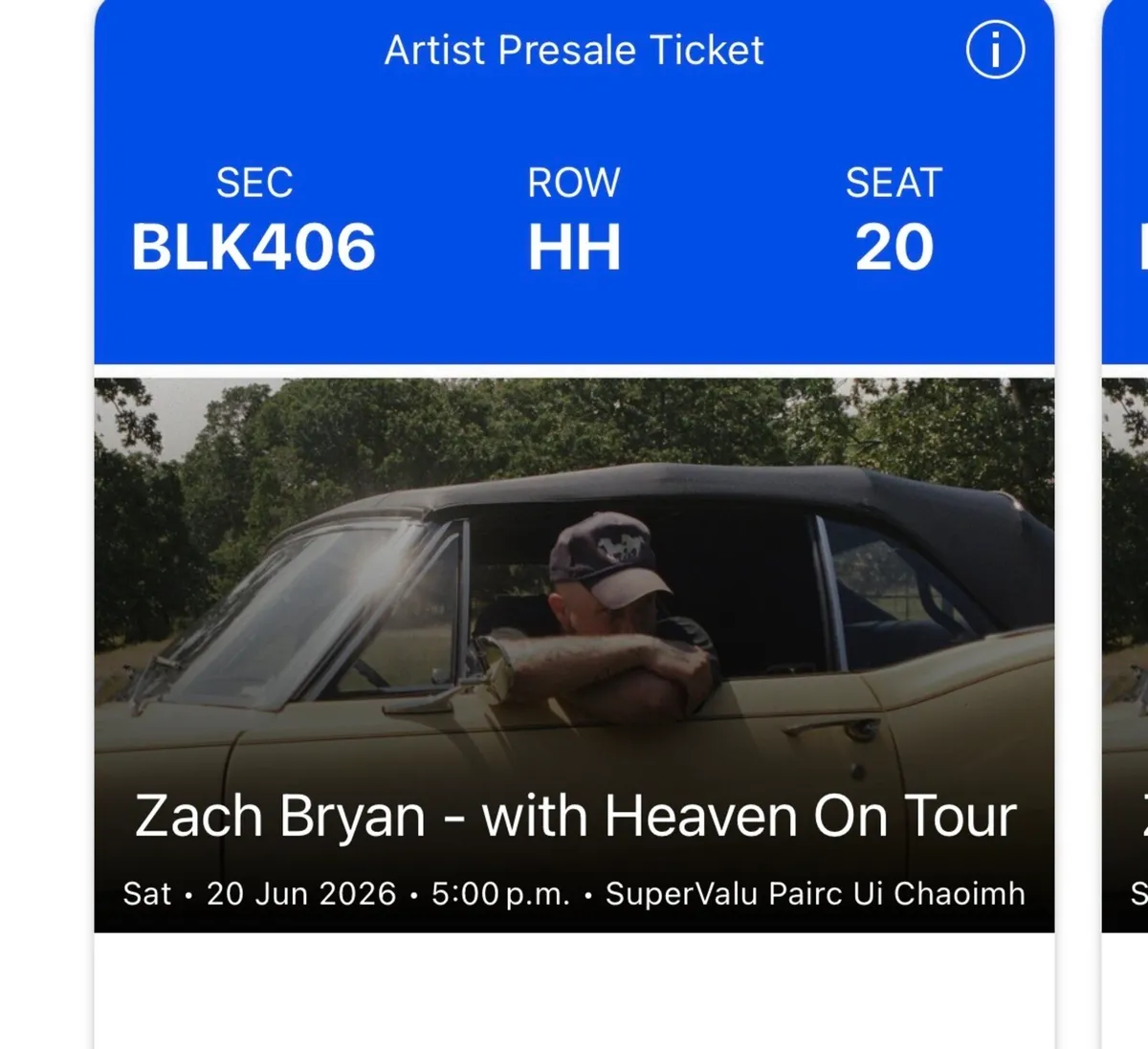 Seated Zach Bryan Tickets - Image 1