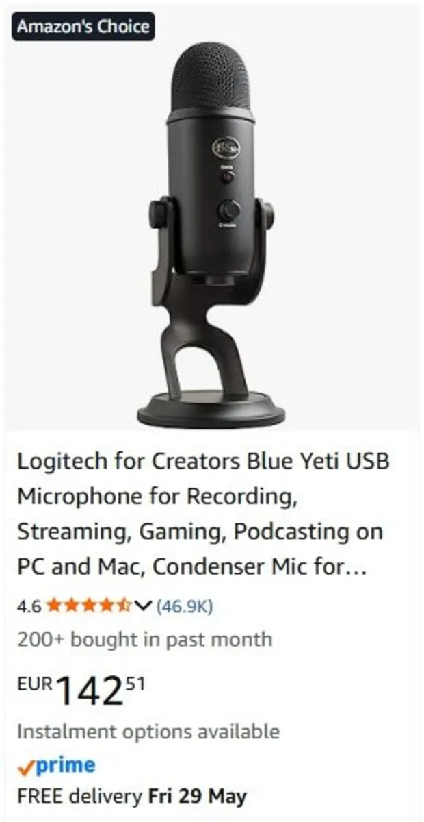 Blue Yeti USB Microphone with Microphone Arm - Image 4