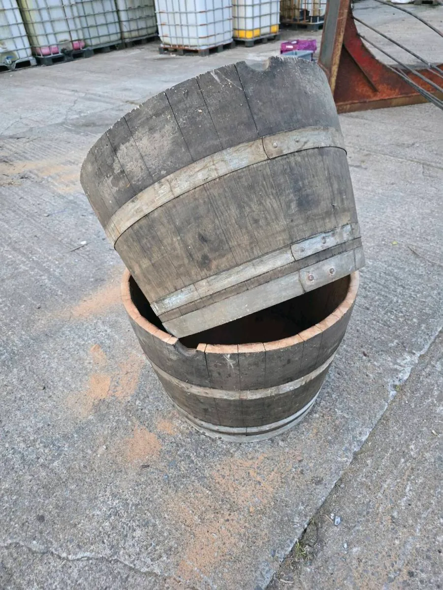 Reclaimed Whiskey Barrel Planters - Image 3