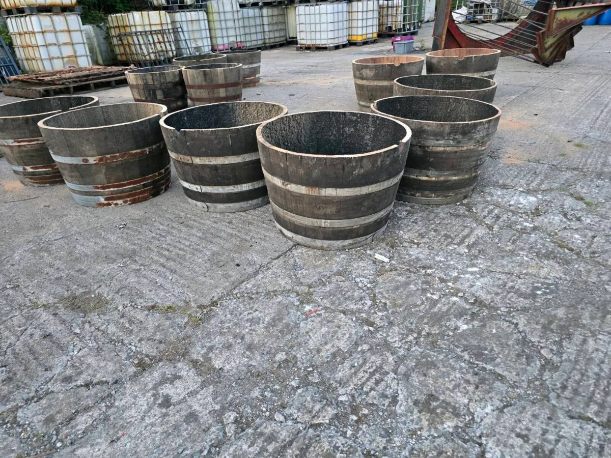 Oak Half Barrel Whiskey Planters - Image 3