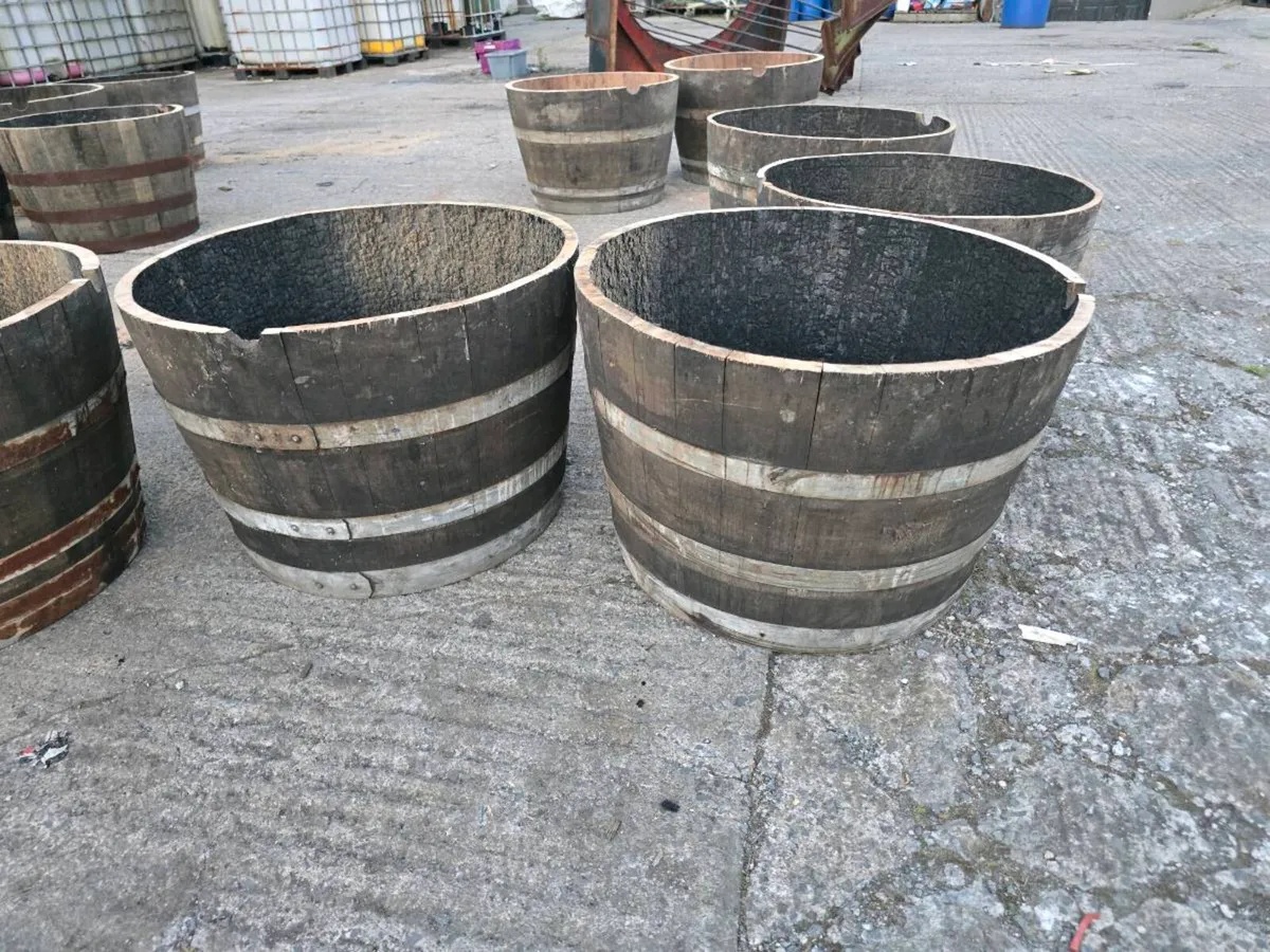 Oak Half Barrel Whiskey Planters - Image 4