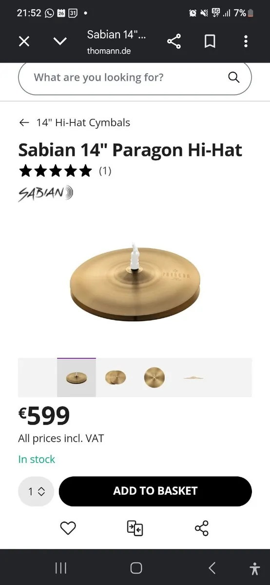 Sabian Neil Peart Paragon 14" Hi Hats - Image 1