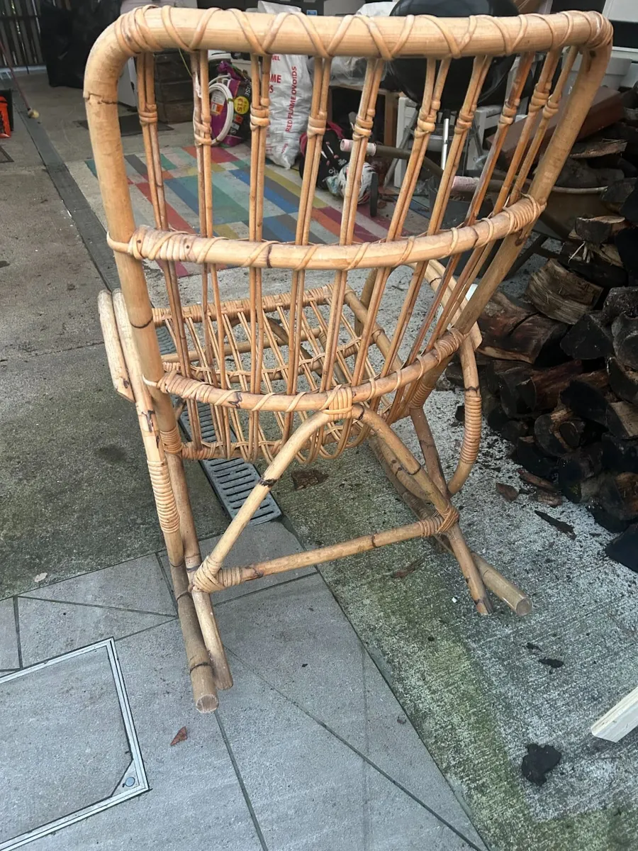 Vintage 1970s Bamboo & Rattan Rocking Chair – Boho - Image 2