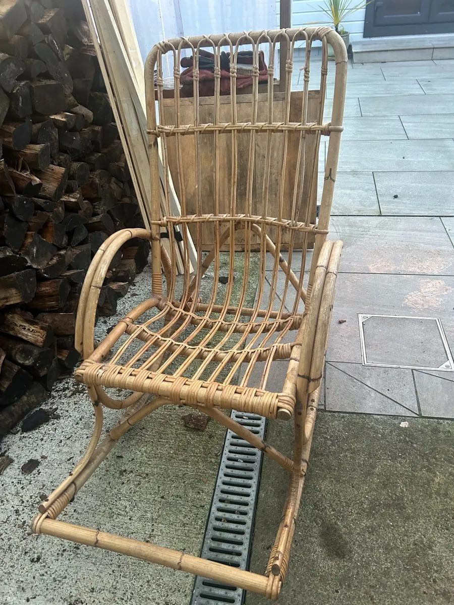 Vintage 1970s Bamboo & Rattan Rocking Chair – Boho - Image 4