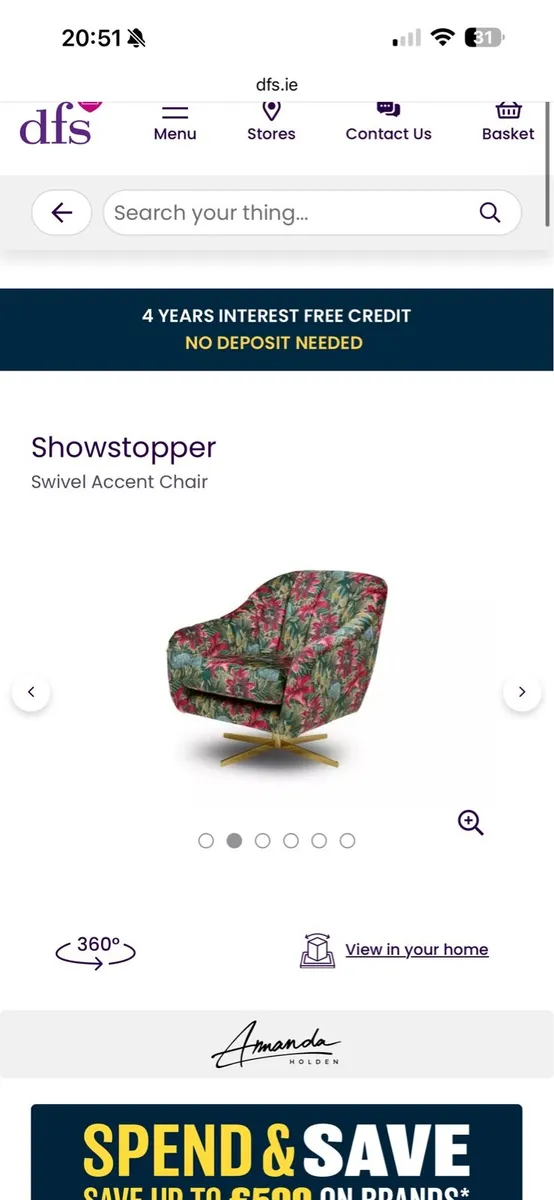 Amanda Holden showstopper swivel arm chair - Image 1