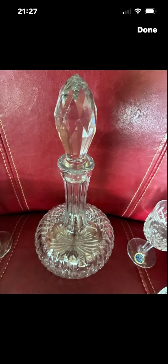 NEW-Vintage Thos Webb Crystal Decanter & Glasses S - Image 2