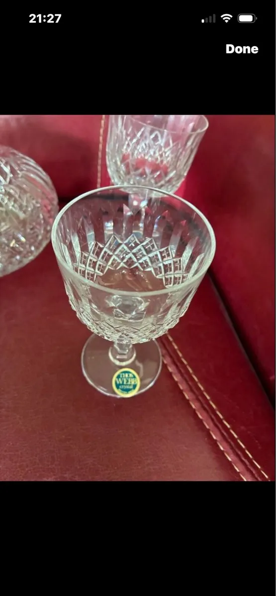 NEW-Vintage Thos Webb Crystal Decanter & Glasses S - Image 3