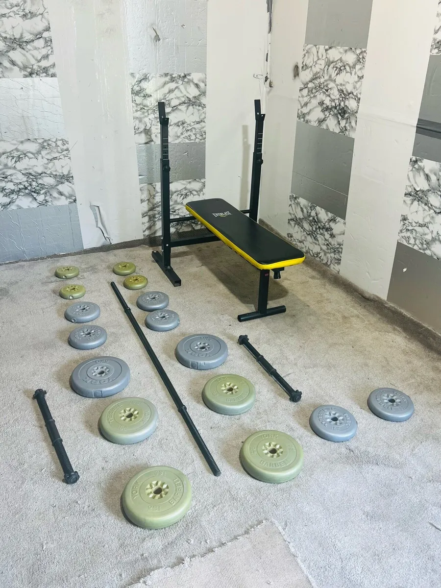 50KG BARBELL SET FOLDING WEIGHT BENCH - Image 3