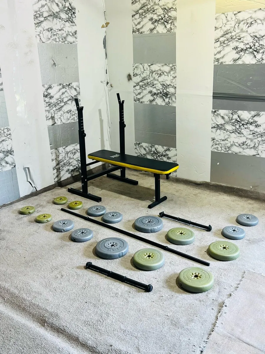50KG BARBELL SET FOLDING WEIGHT BENCH - Image 4