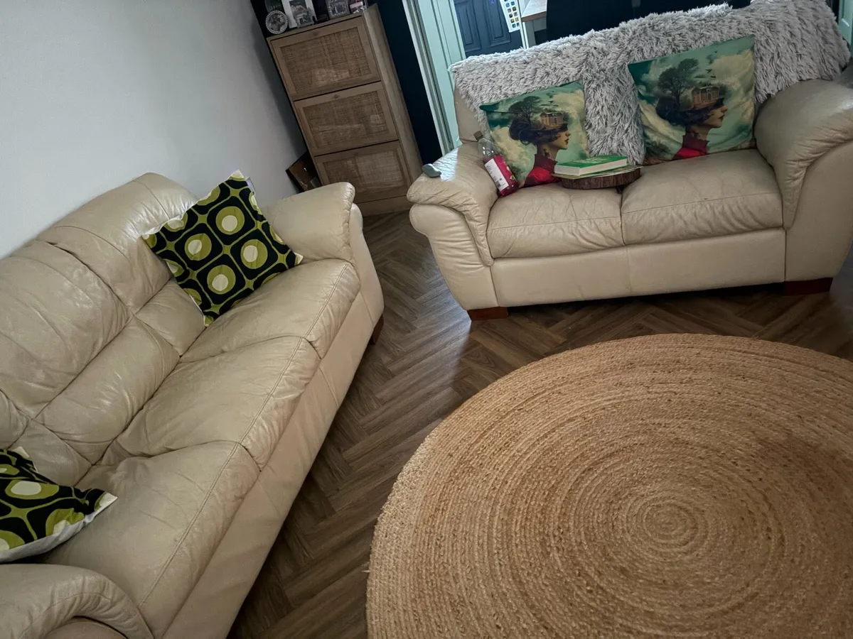 3 & 2 Seater Leather Suite - Image 1