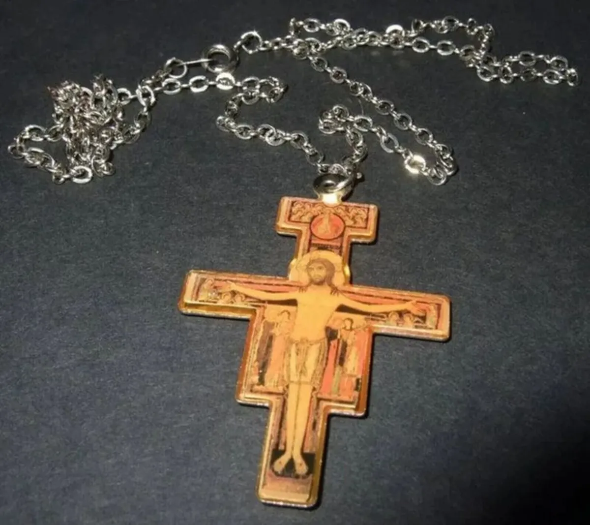 Vintage 'San Damiano' Cross and Chain - Image 3