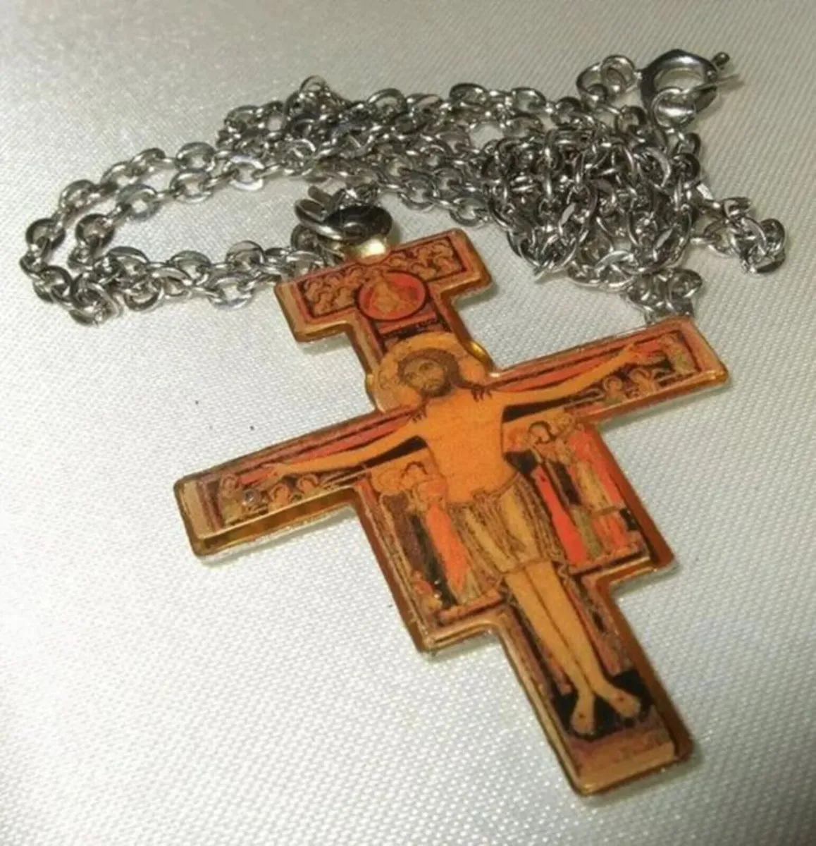 Vintage 'San Damiano' Cross and Chain - Image 4