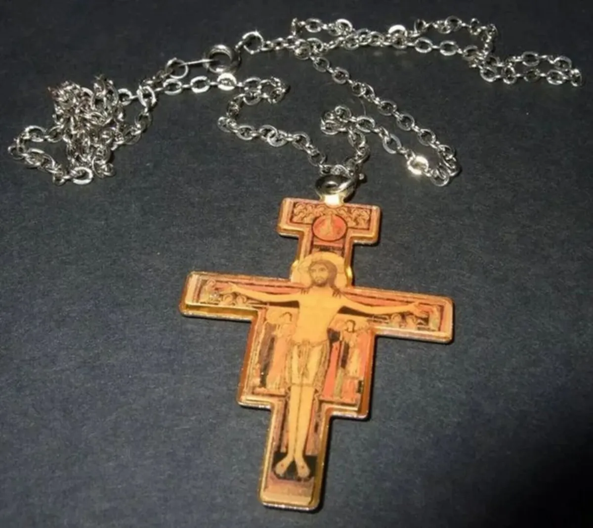 Vintage 'San Damiano' Cross and Chain - Image 1