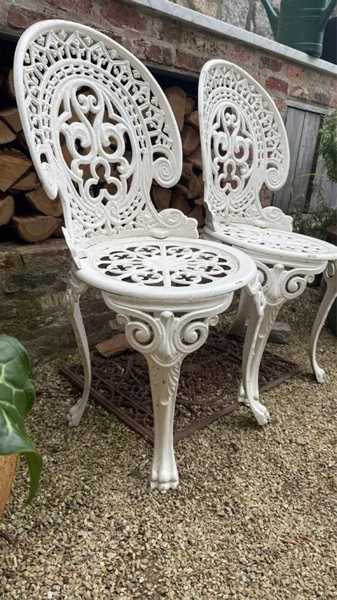 white cast iron garden chairs - Image 1