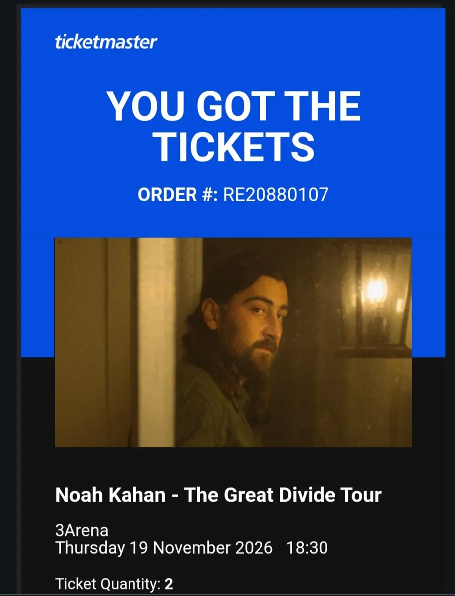 Noah Kahan Tickets x 2 Seated Thursday 19/11/26