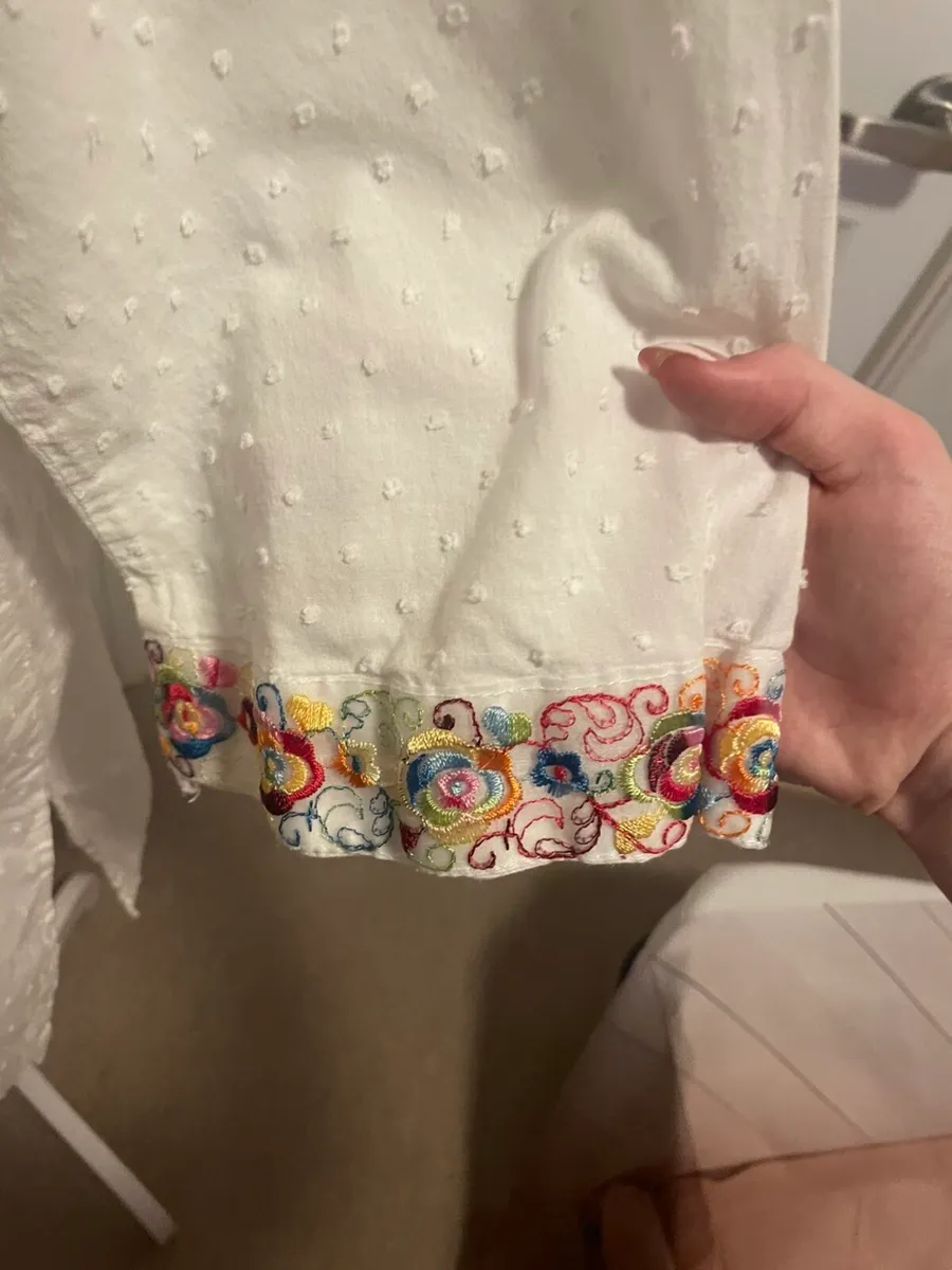 Siya White Boho Embroidered Tunic Dress – Cotton F - Image 3