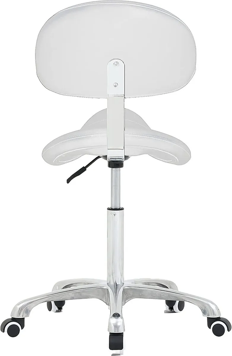 Adjustable Hydraulic Saddle Stool with Wheels - Image 2