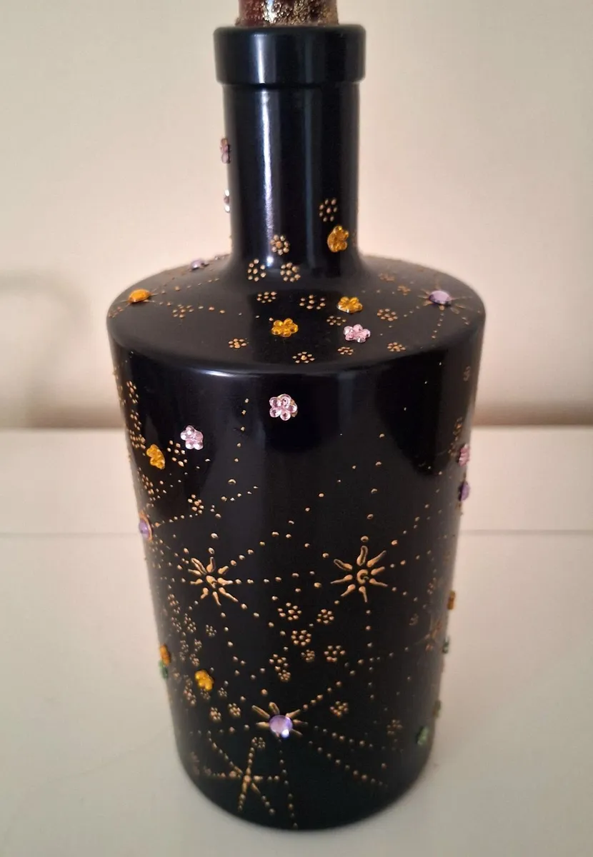 Hand-Painted Decorative Bottle - Candle Holder - Image 4