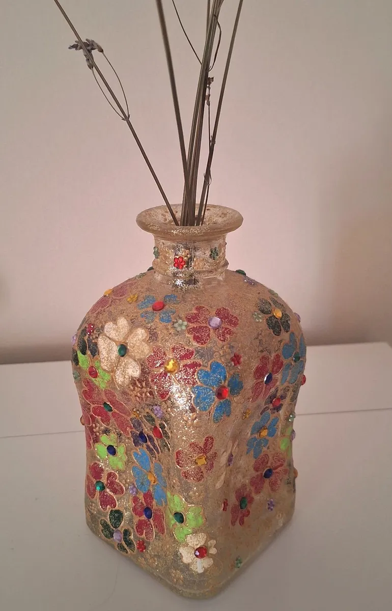 ​Hand-Painted Floral Decorative Bottle - Image 3