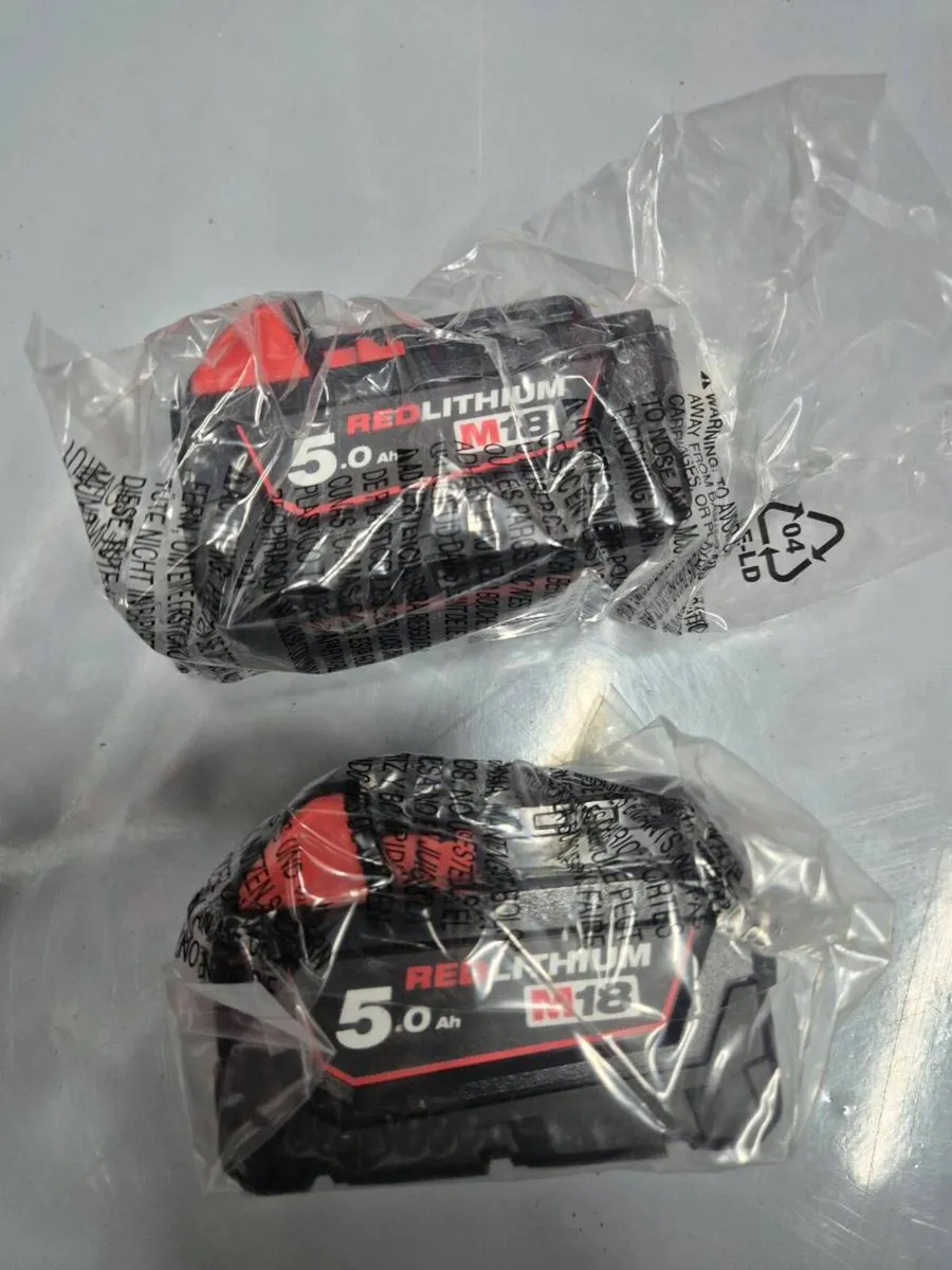 Milwaukee M18B5 5.0Ah Batteries x2 - Image 1