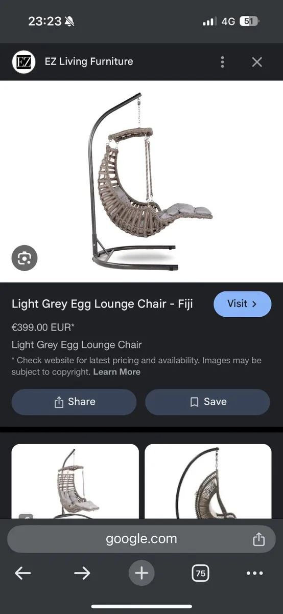 EZ Living Furniture - grey  Egg  lounge chair - Image 2