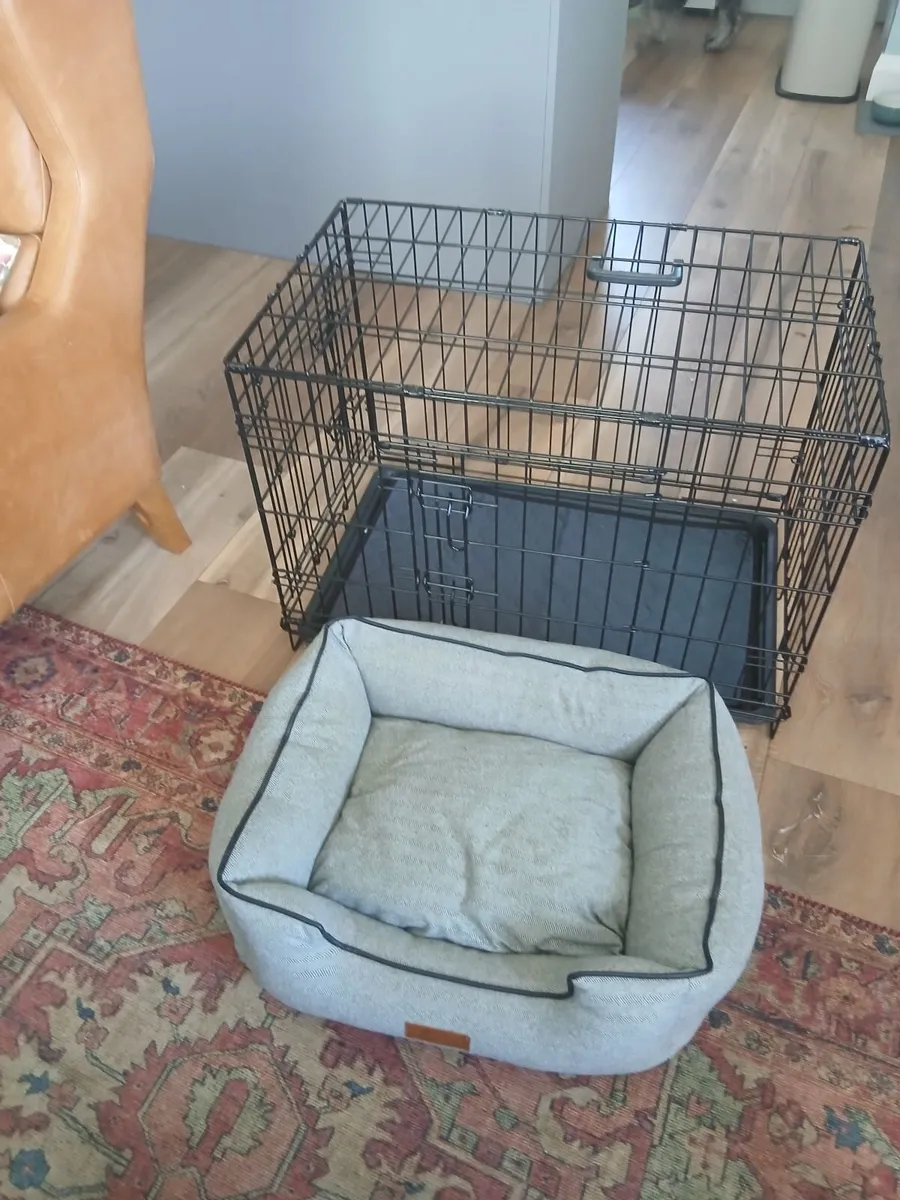 Dog cage and bed like new.  Cage is 75cm x 46cm 54 - Image 1