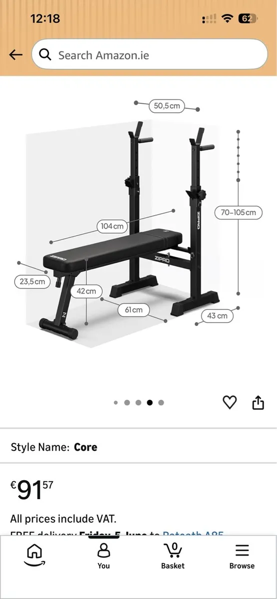60 kg barbell set and bench - Image 3