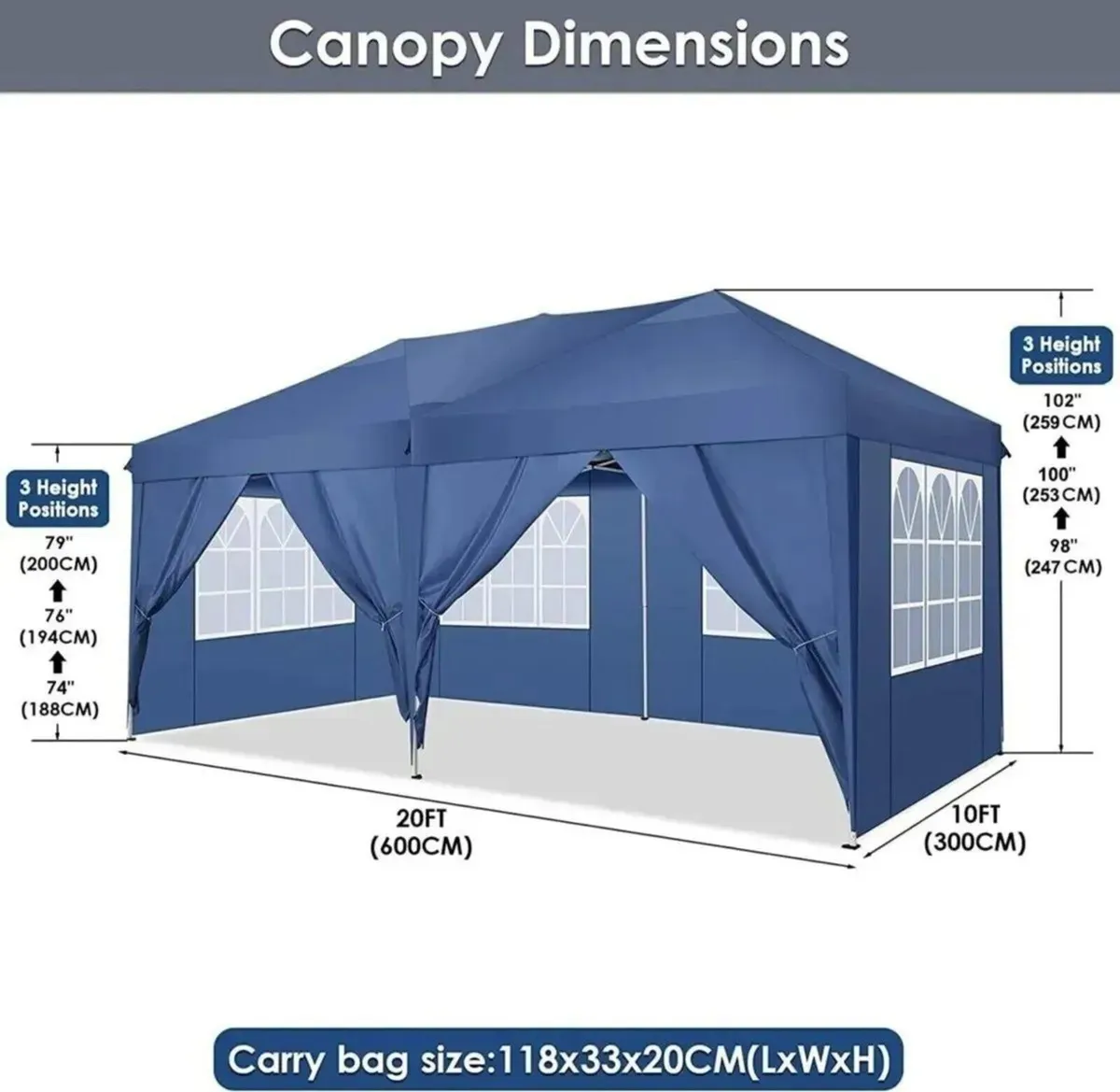 Pop-Up Gazebo 3x6m Waterproof Tent with 4 Panels - Image 1
