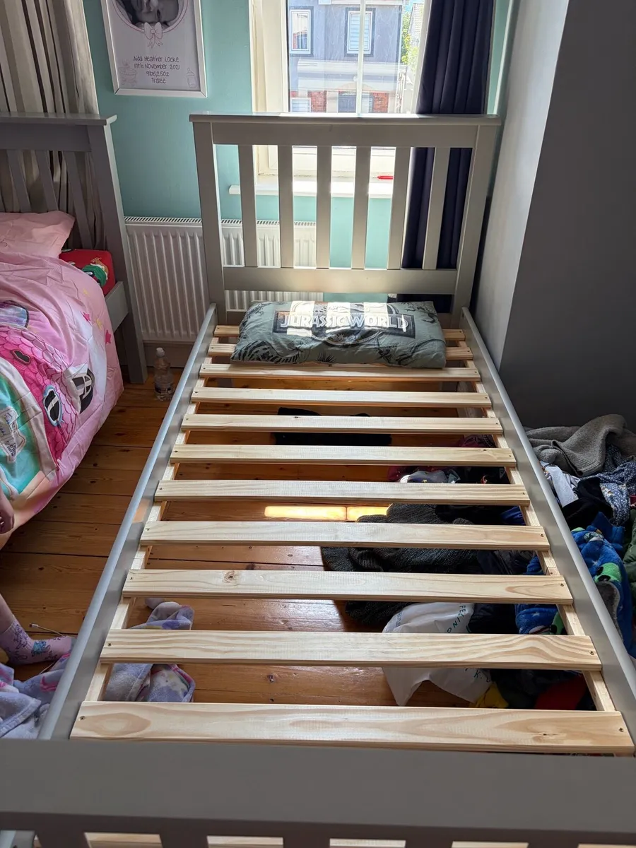 Grey timber single bed (without mattress) - Image 2