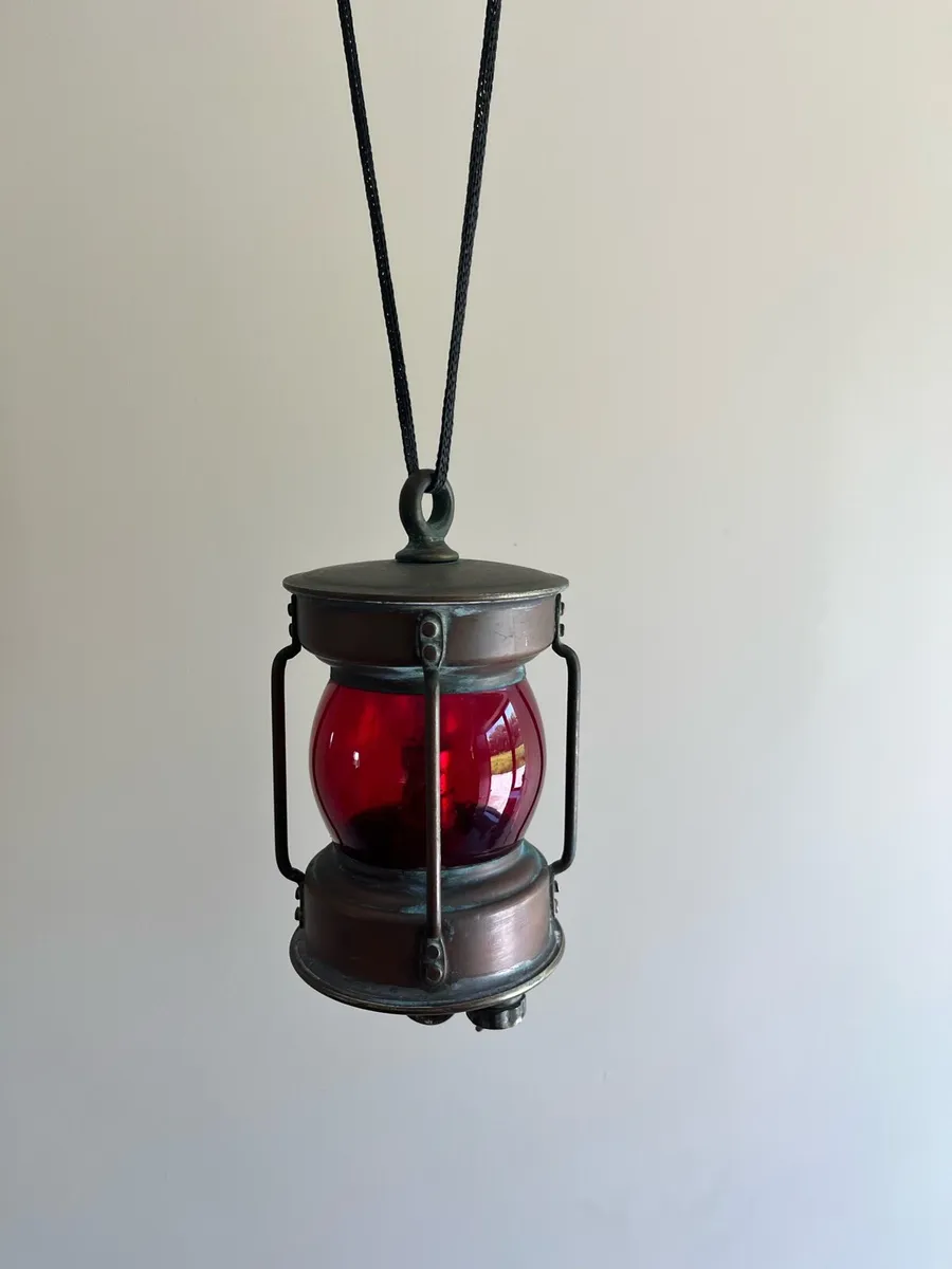 Antique Copper Ships Lamp - Image 1