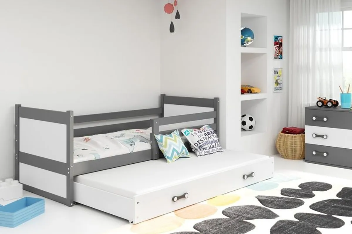 Trundle Bed Tomek + 2 mattresses real wood frame + 2 drawers - Image 2
