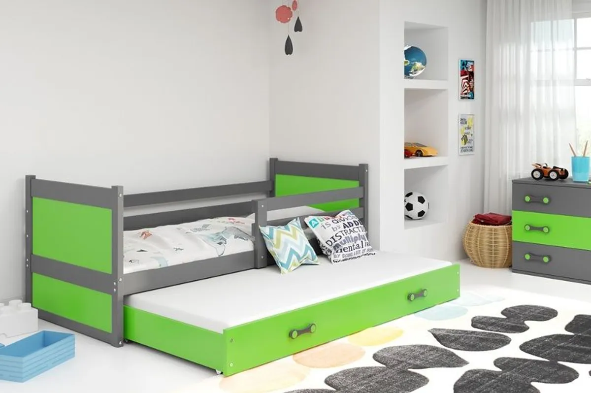 Trundle Bed Tomek + 2 mattresses real wood frame + 2 drawers - Image 3