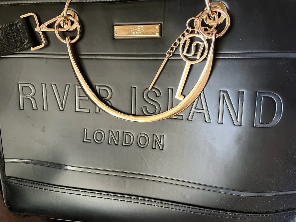 River Island Black Debossed Branded Bag - Image 1