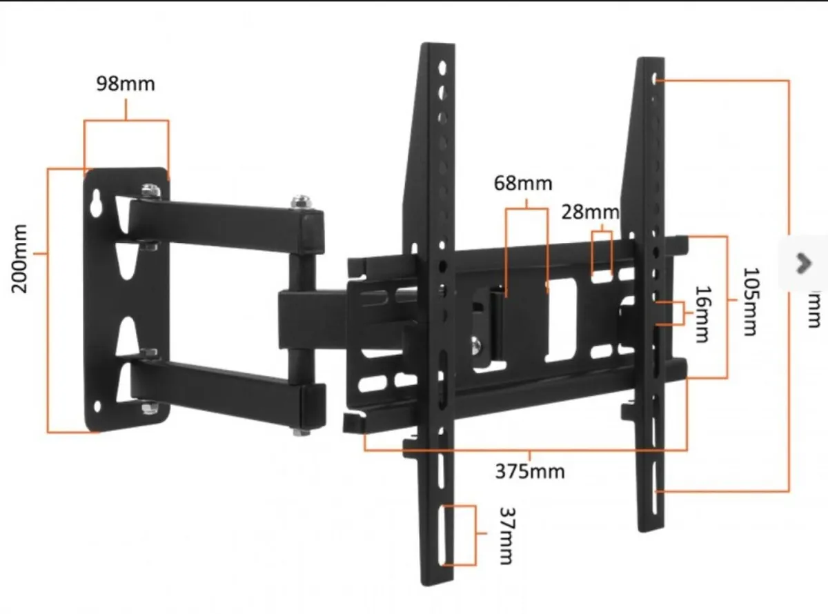 TV Wall Mount Bracket Swivel Full Motion 14-47" - Image 2