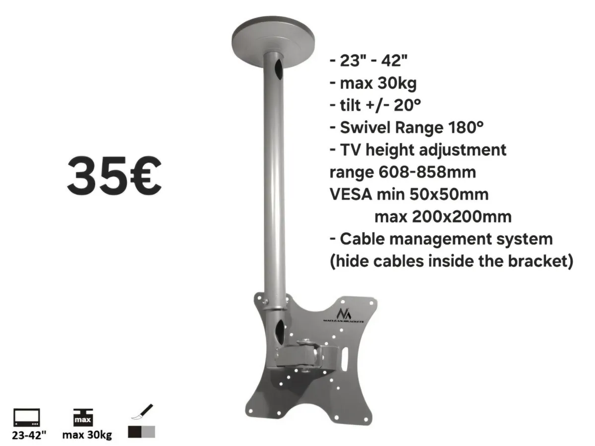 Tv Ceiling Mount Bracket Swivel Tilt 23"-42" - Image 1