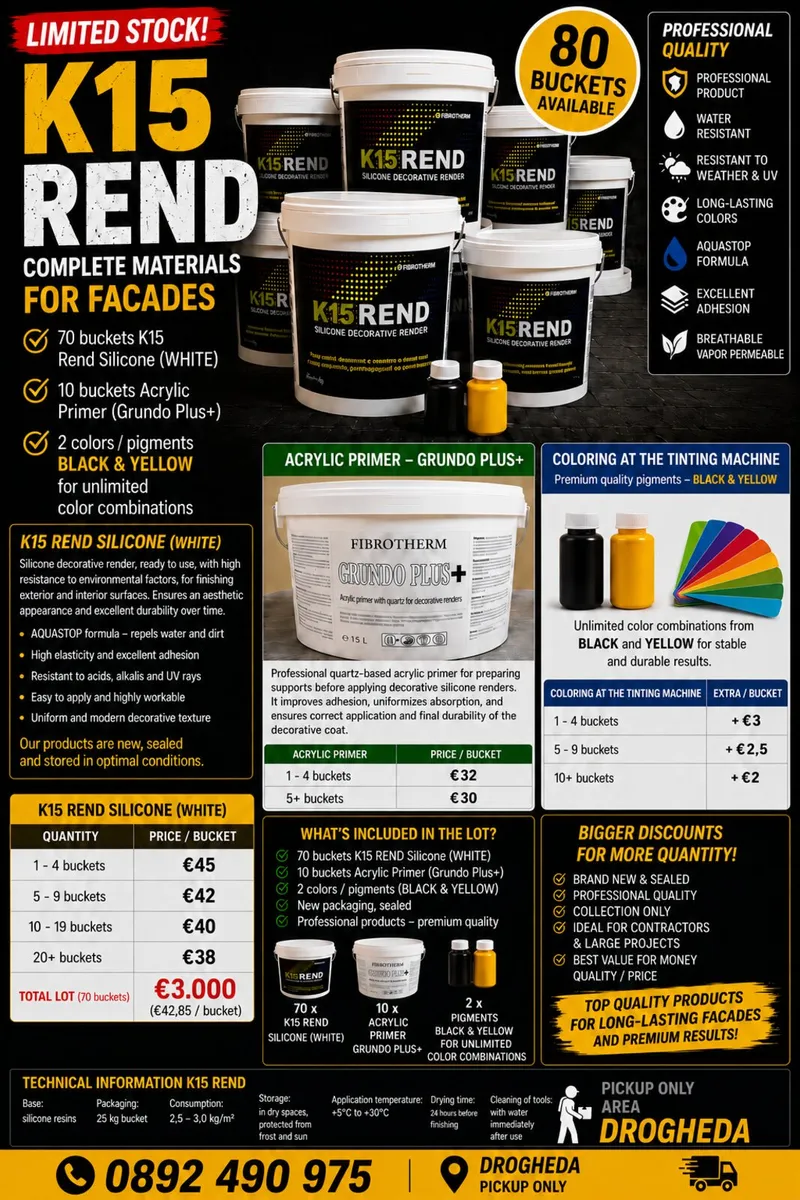 80 Buckets K15 Silicone Render + Primer + Pigments - Image 1