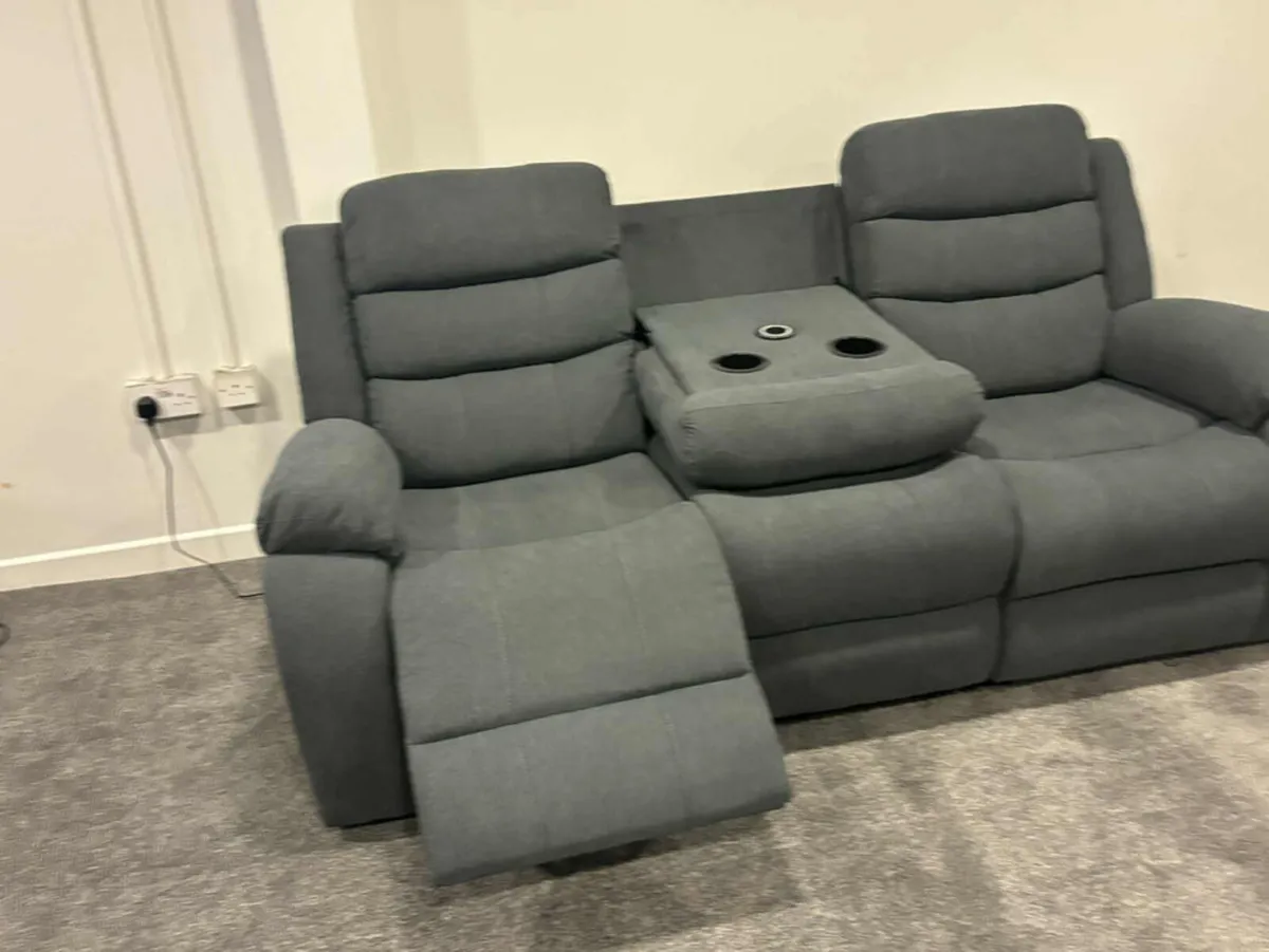 Brand New 3+2 Grey Recliner Sofas - Image 4