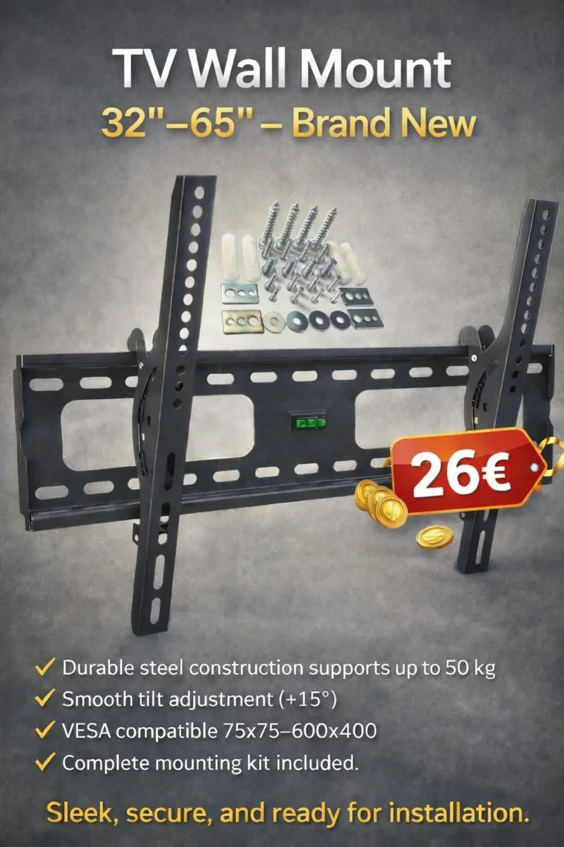 TV Wall Mount Bracket Tilt 32" - 65" TV - Image 1