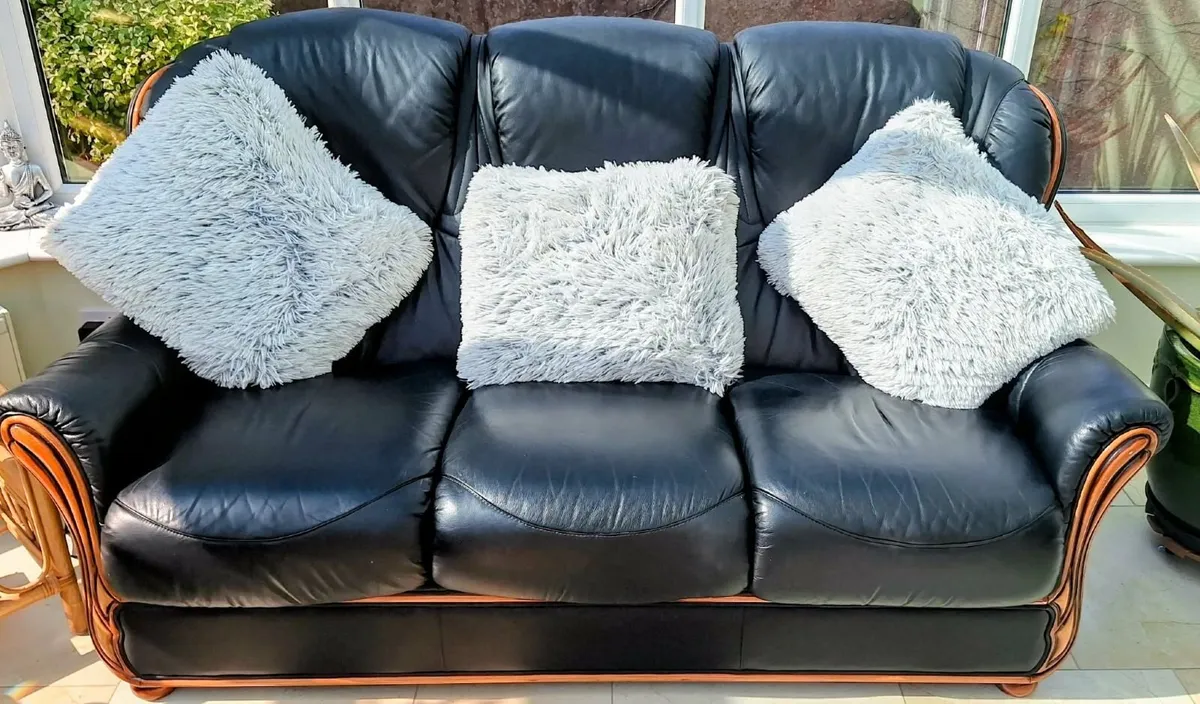 Black Leather Sofas - Image 1