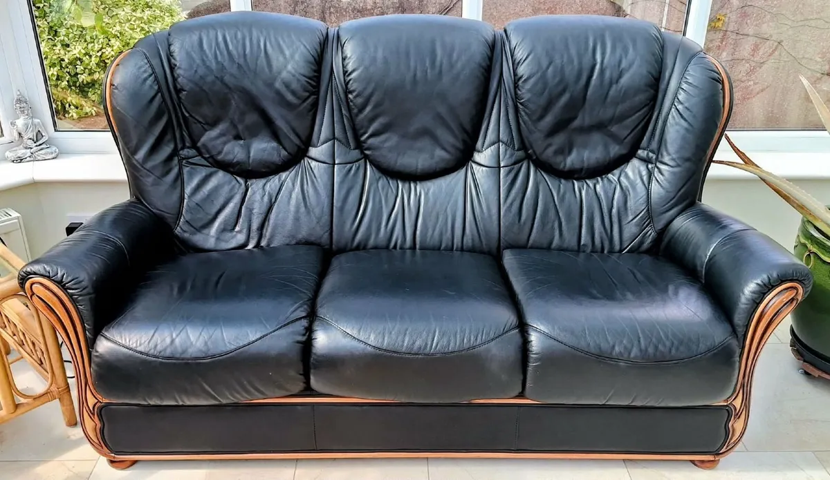 Black Leather Sofas - Image 2