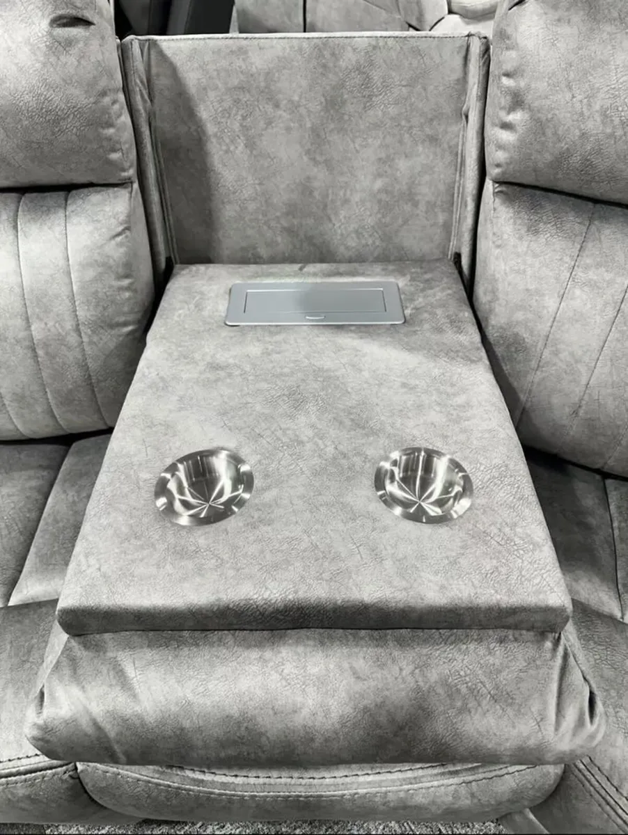 Bruno Grey & Sand Corner Fabric Recliner Sofa - Image 2