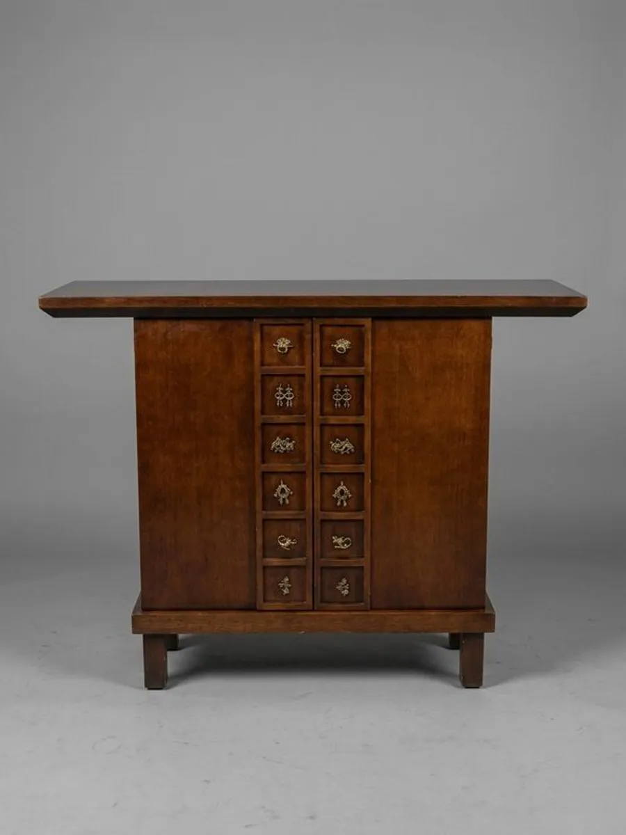 Vintage Chinese Hardwood Side Cabinet with Overhanging Top - Image 3